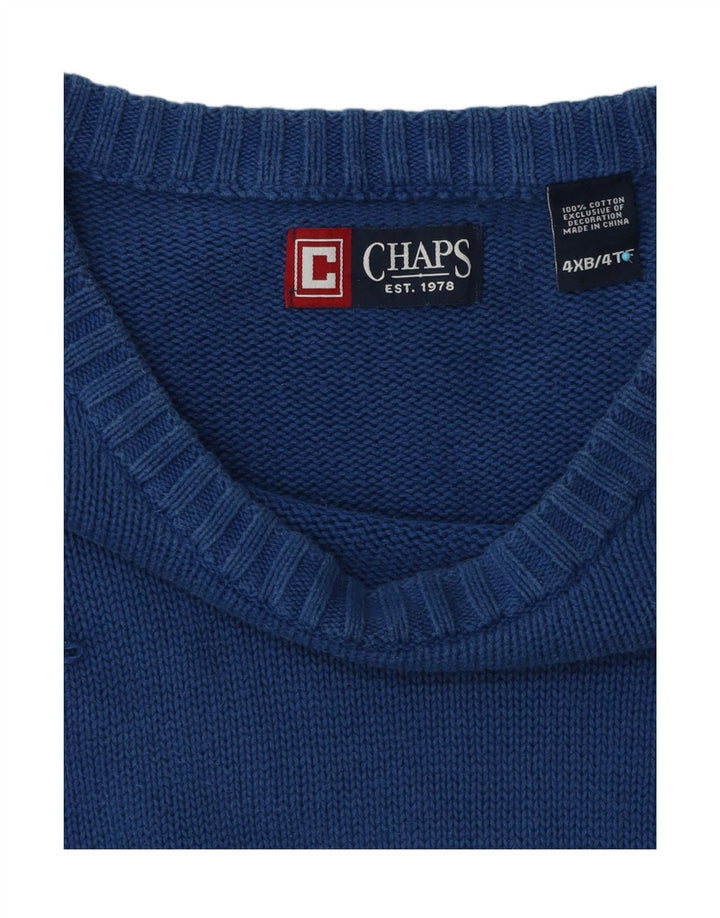 Pulover Chaps pentru bărbați cu gât mare, bumbac albastru 4XL