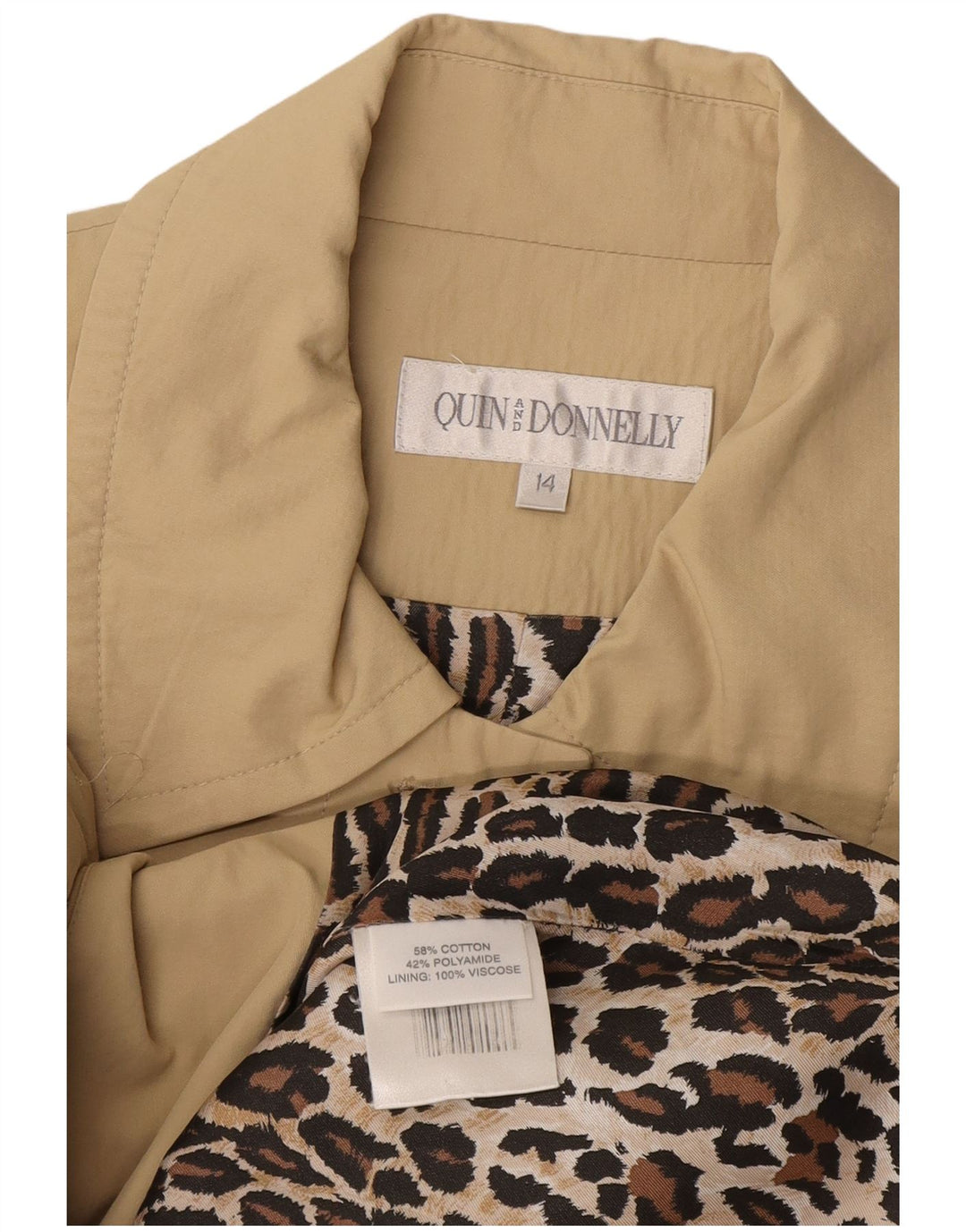 Trench pentru femei Quin And Donnelly UK 14 Bumbac mediu bej