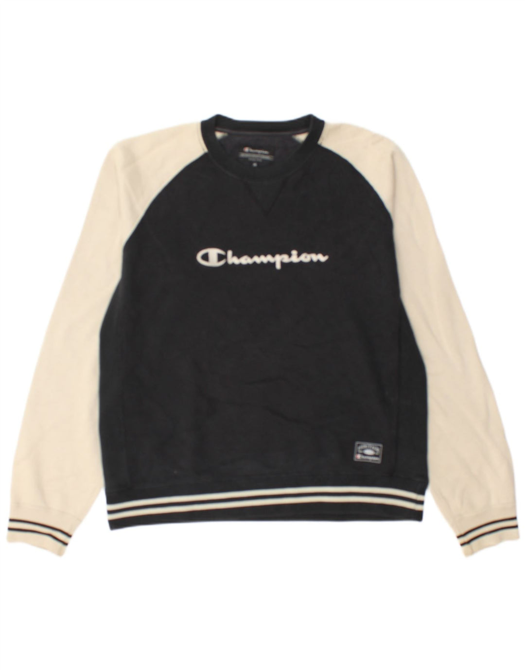 Pulover grafic pentru bărbați Champion Pulover mediu din bumbac color bloc negru