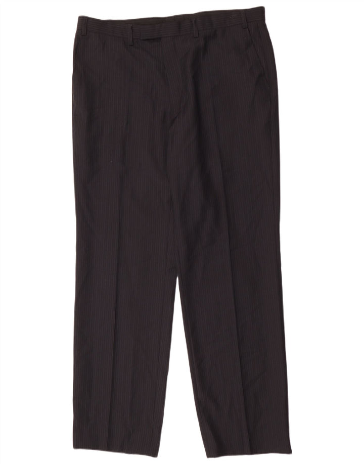 Pantaloni de costum pentru bărbați Marks & Spencer L38 L33 Poliester cu dungi bleumarin