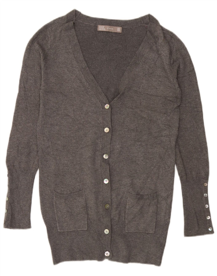 Pulover cardigan pentru femei Zara UK 12, raion gri mediu