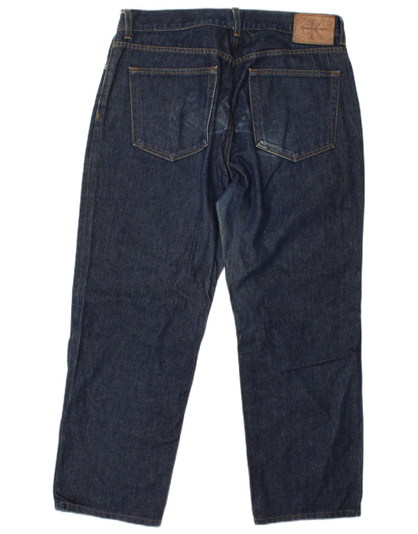 CALVIN KLEIN Mens Straight Jeans W36 L27 Navy Blue Cotton