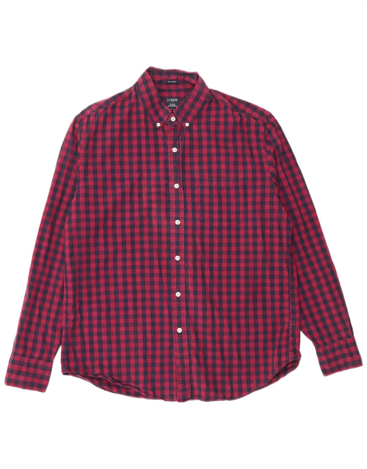 Cămașă clasică pentru bărbați J. CREW, mare din bumbac vichy, albastru bleumarin
