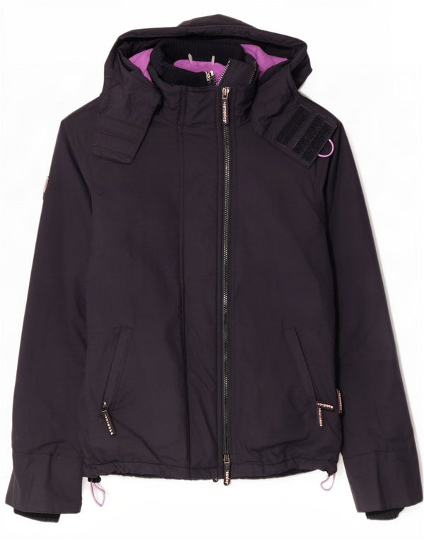 Jachetă Windbreaker pentru femei cu glugă Superdry UK 14 Medium Bleumarin