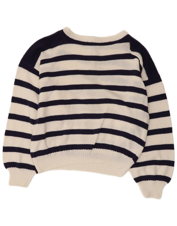 VINTAGE Pulover cu gât de barcă pentru femei UK 14 Mare bleumarin Nautic