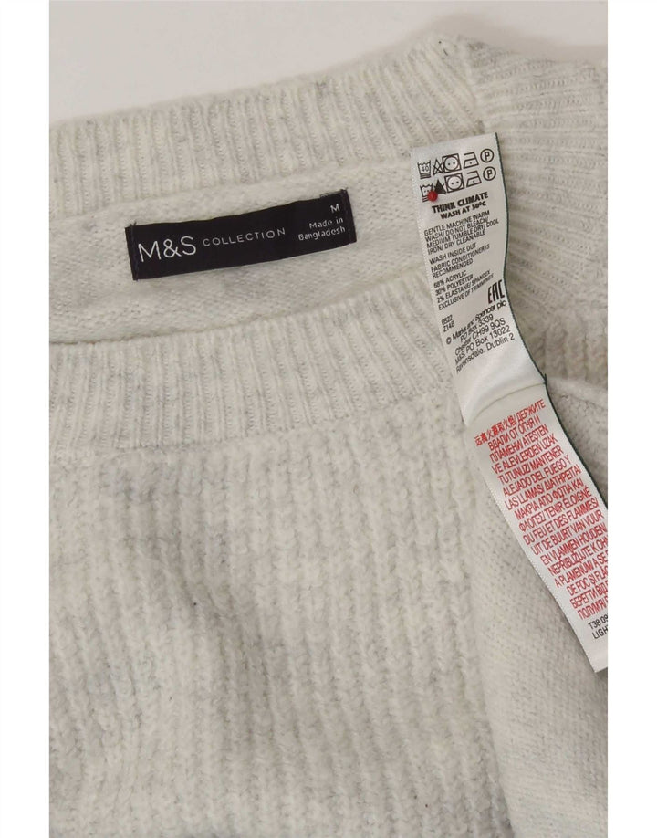 Pulover pentru femei Marks & Spencer cu decolteu triplu UK 14 Medium Gri cu dungi