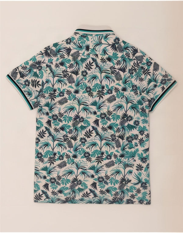 Cămașă cu mânecă scurtă pentru bărbați Zara, XL, albă, florală, din bumbac hawaian