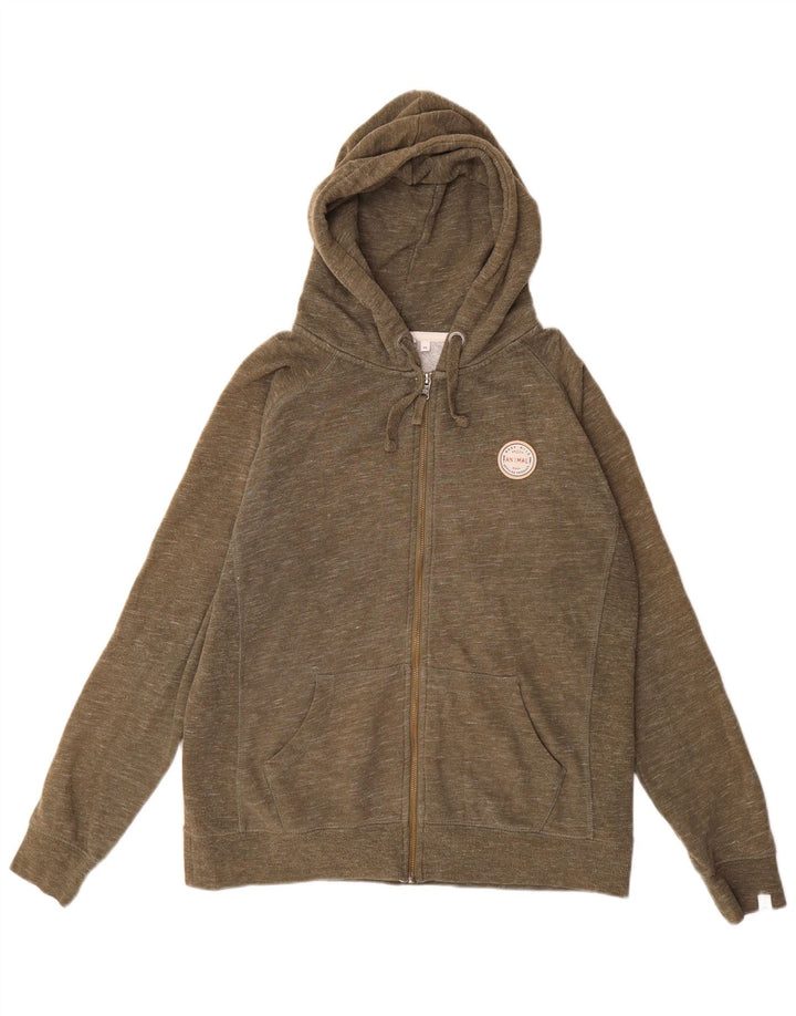 ANIMAL Pulover cu capota cu fermoar pentru femei UK 14 mare bumbac cu pete kaki