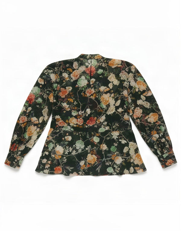 Bluză cu mânecă lungă pentru femei See Through Zara UK 12 Medium Green Floral