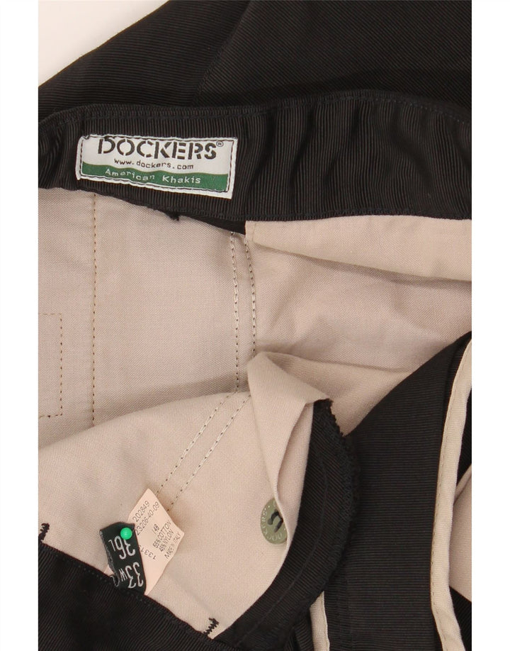 DOCKERS Pantaloni chino drepți kaki pentru bărbați L33 L30 bumbac negru