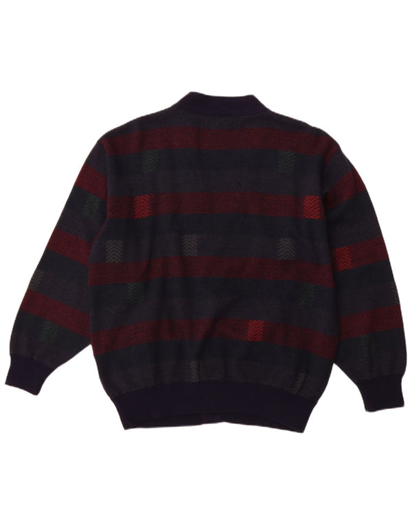 PIERRE SANGAN Pulover Cardigan pentru bărbați XL Lână cu dungi bleumarin