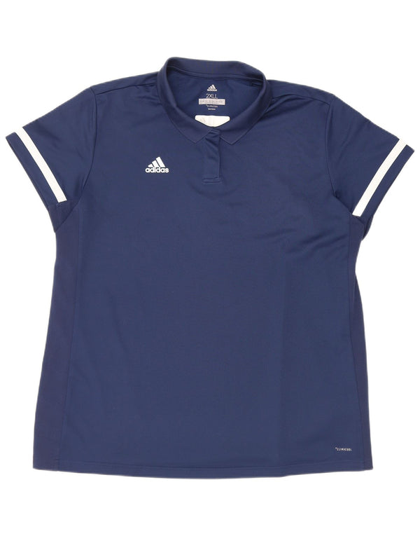 Tricou polo lung Adidas pentru femei UK 24/26 2XL Bleumarin Poliester