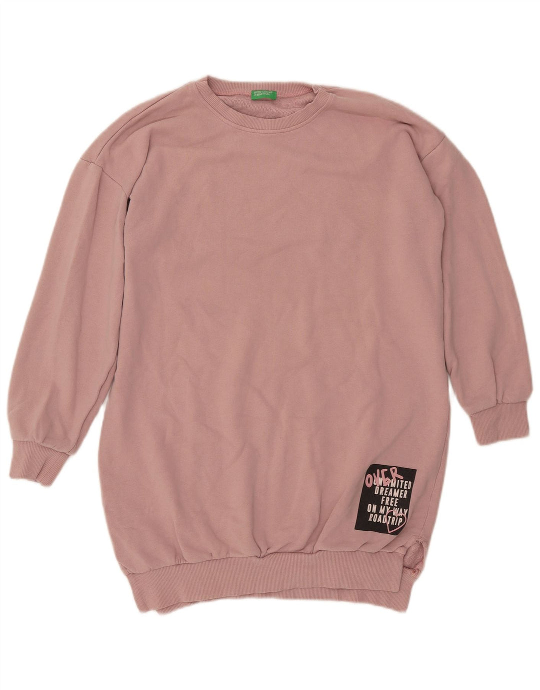 BENETTON Pulover cu grafic pentru femei UK 16 Large Pink