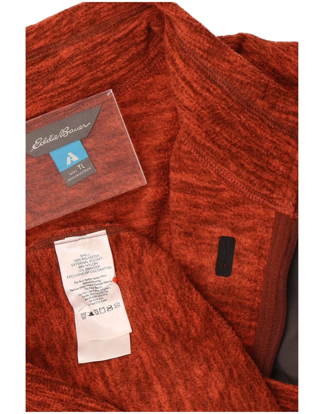 Pulover din lână pentru bărbați Eddie Bauer, cu fermoar, poliester mare portocaliu