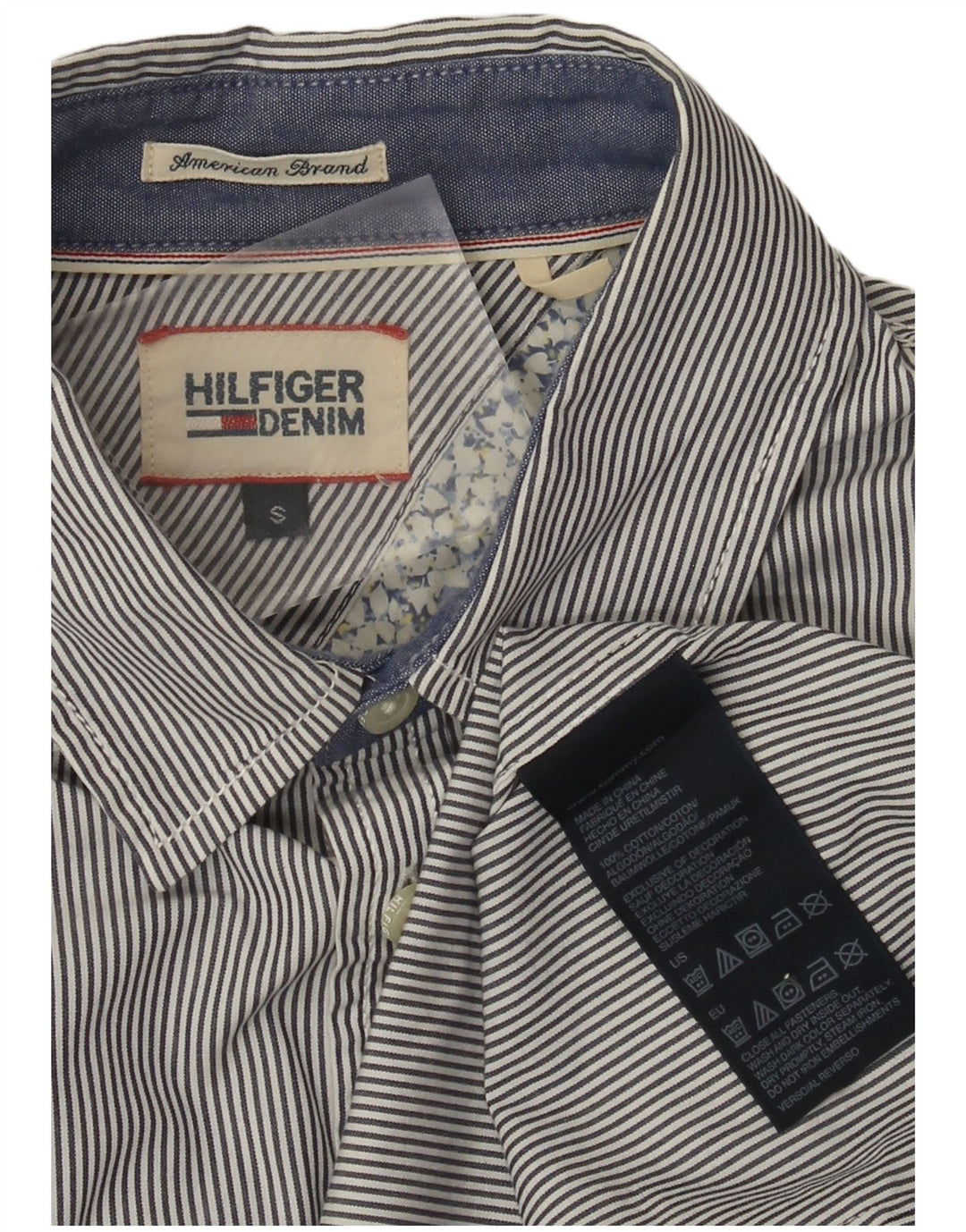 Cămașă pentru bărbați Tommy Hilfiger, mică, albastru, bumbac cu dungi