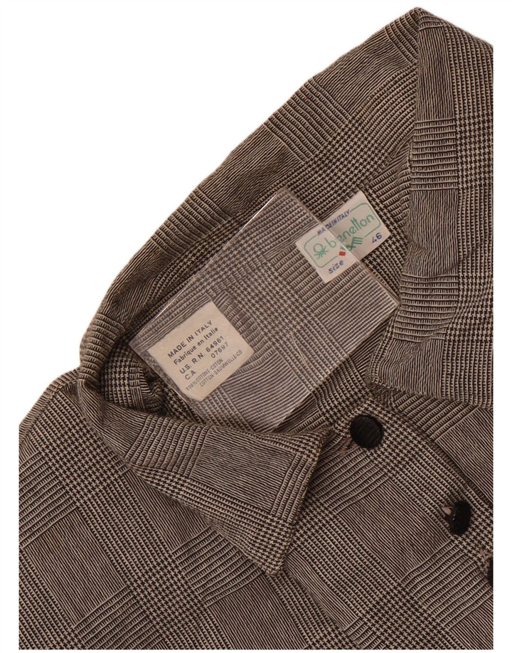 Bluză cămașă pentru femei Benetton IT 46, bumbac cu carouri, gri mare