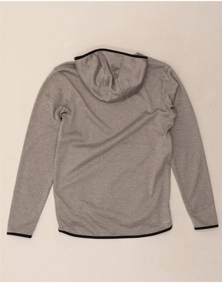 Pulover cu glugă cu grafică Adidas pentru bărbați, poliester mic, gri
