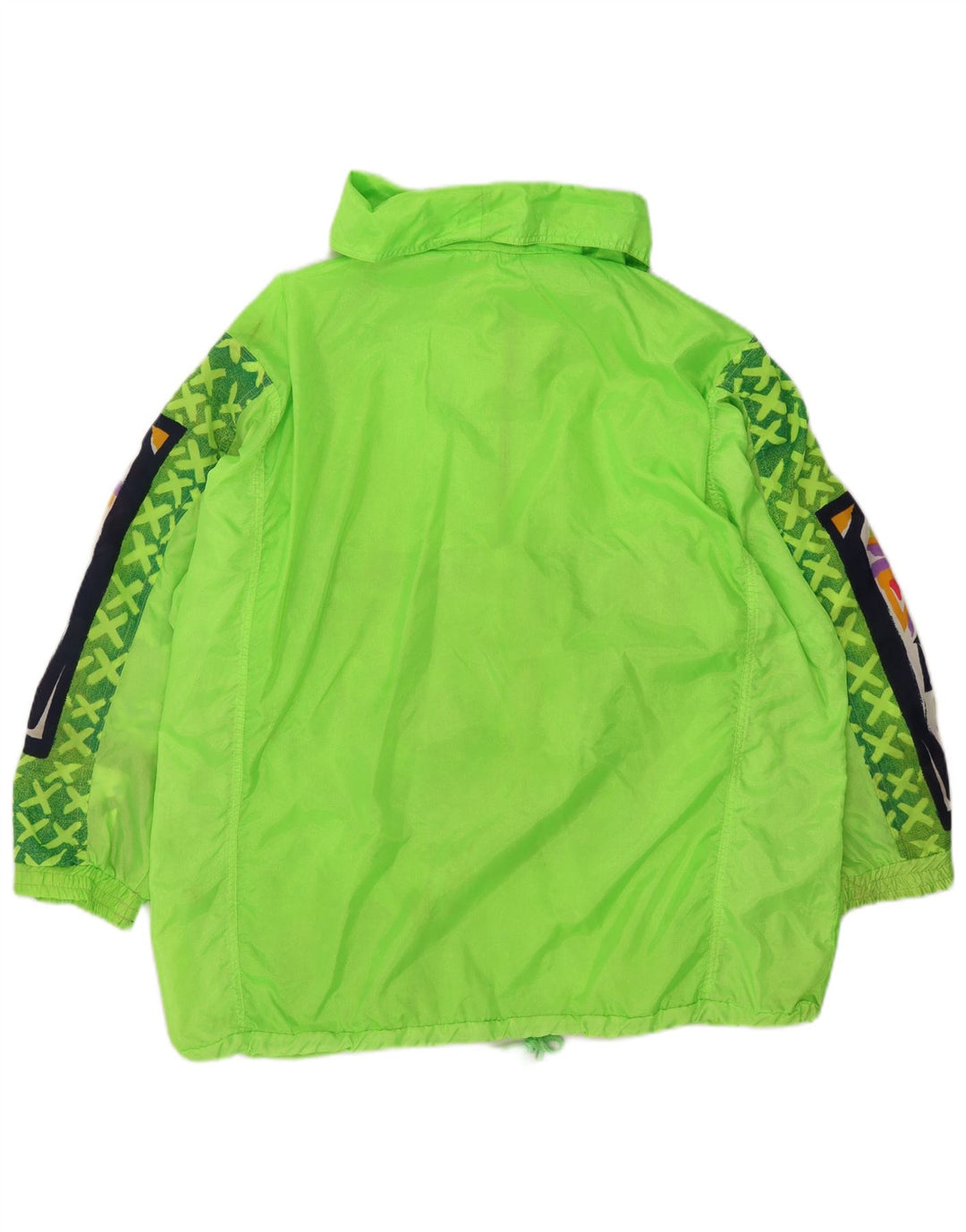 Jachetă de ploaie Anorak vintage pentru bărbați UK 40, mare, verde, geometric, poliester
