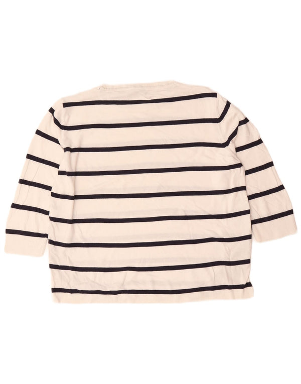 Pulover pentru femei Marks & Spencer cu decolteu rotund, cu dungi albe medii, UK 14