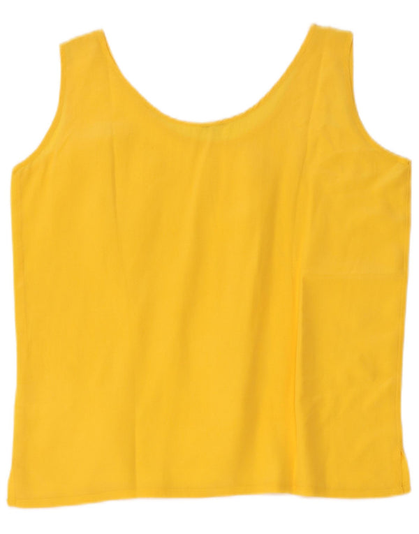 Bluză de damă Vintage Crop fără mâneci, UK 16, mătase mare, galbenă