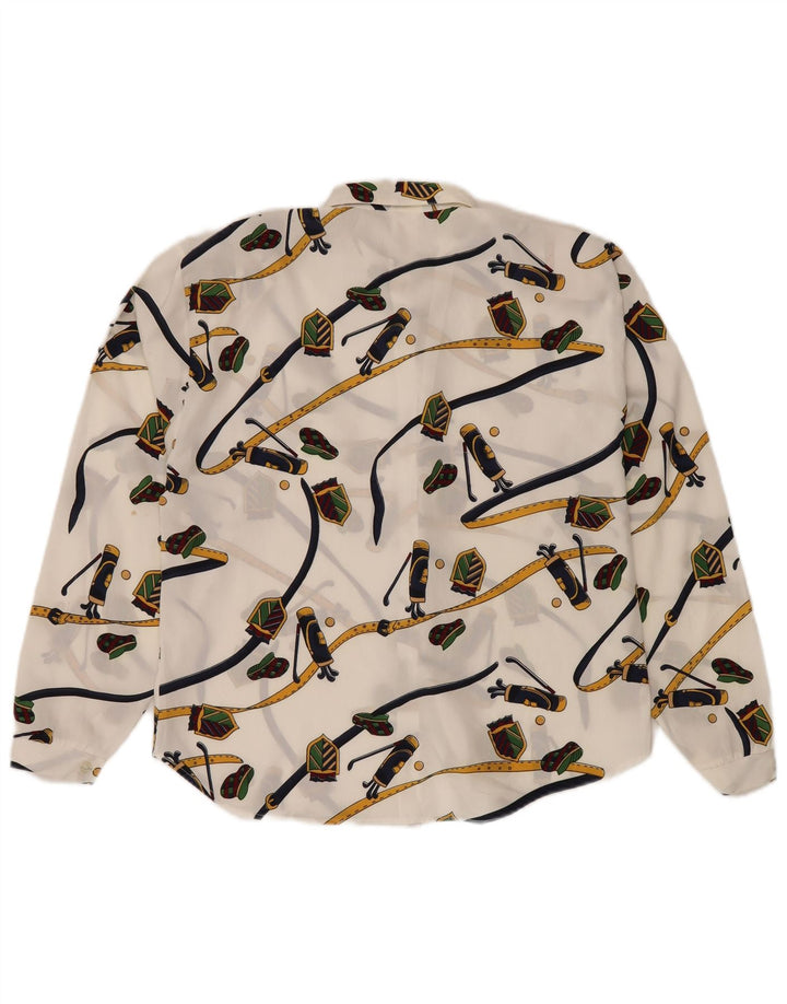 VINTAGE Cămașă cu model abstract pentru femei IT 42 Medium White