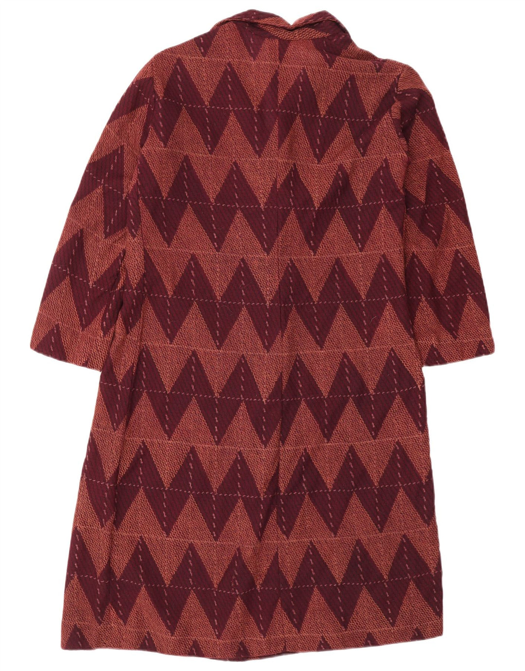 Rochie de bază vintage pentru femei cu mâneci 3/4 UK 12 Burgundy chevron mediu