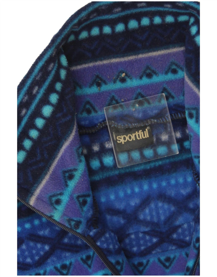 Pulover din lână Sportful pentru bărbați, cu fermoar și gât, IT 50, poliester geometric, albastru mediu