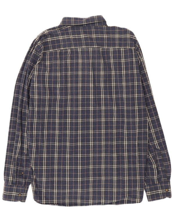 Cămașă Benetton pentru bărbați 2XL, bumbac cu carouri bleumarin