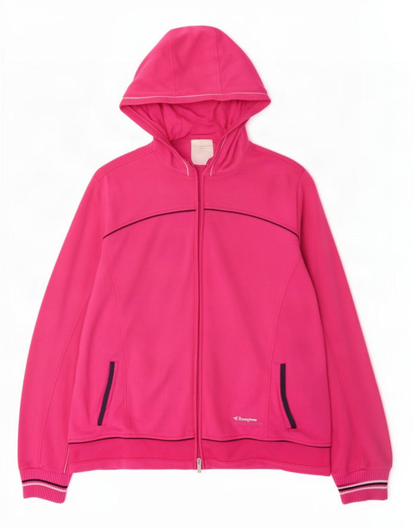Pulover pentru femei Champion, Easy Fit, cu fermoar, bumbac roz UK 18 XL