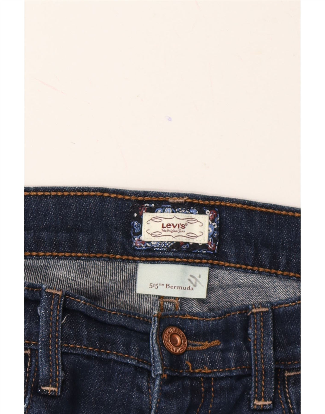 LEVI'S Womens 515 Bermuda Denim Shorts US 10 Large  Blue Cotton Vintage Levi's and Second-Hand Levi's from Messina Hembry 