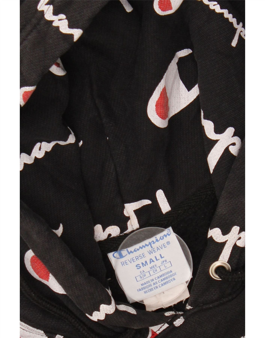 Pulover pentru bărbați CHAMPION, cu țesătură inversă, cu glugă, bumbac, negru