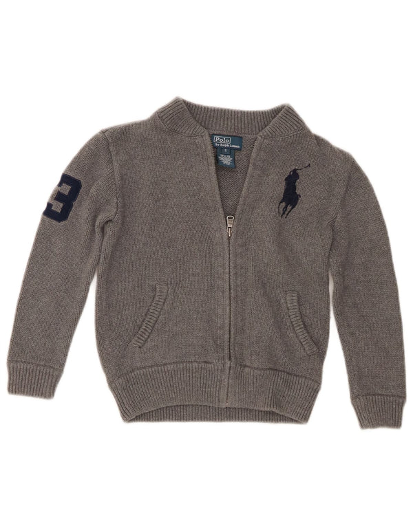 Pulover cardigan grafic pentru băieți Ralph Lauren 4-5 ani mic bumbac gri