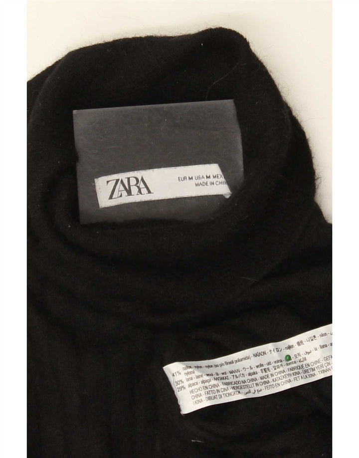Pulover pentru femei Zara cu gât rulat, UK 12, nailon mediu negru