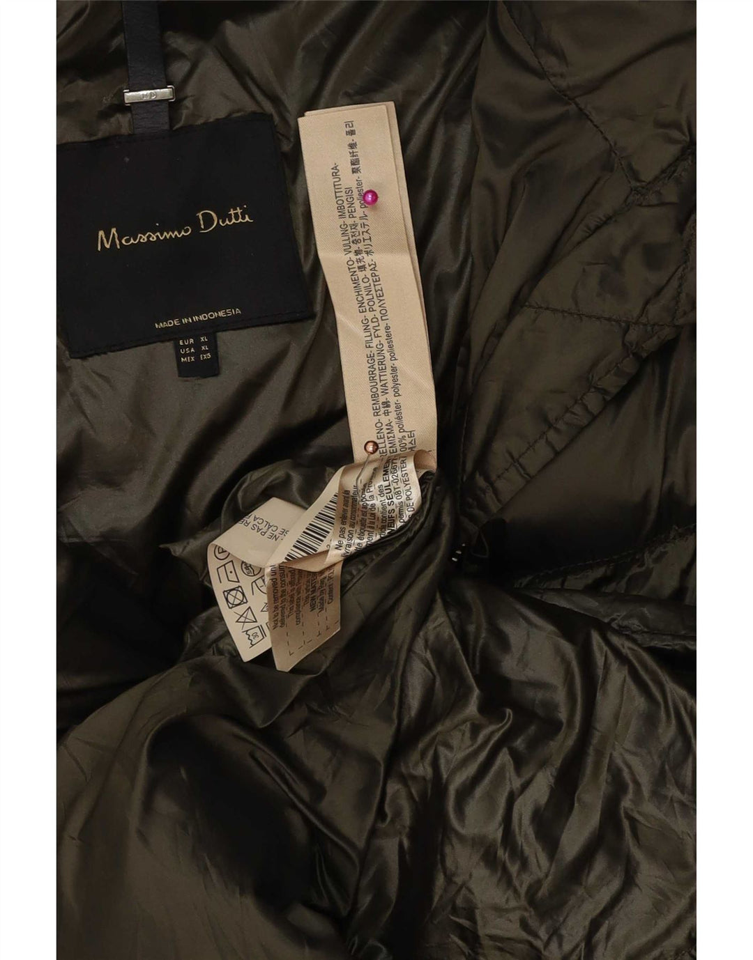 Palton căptușit pentru femei Massimo Dutti UK 18 XL Kaki Poliester
