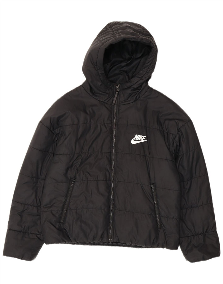 Jachetă căptușită cu glugă grafică Nike pentru băieți 10-11 ani Poliester negru mediu