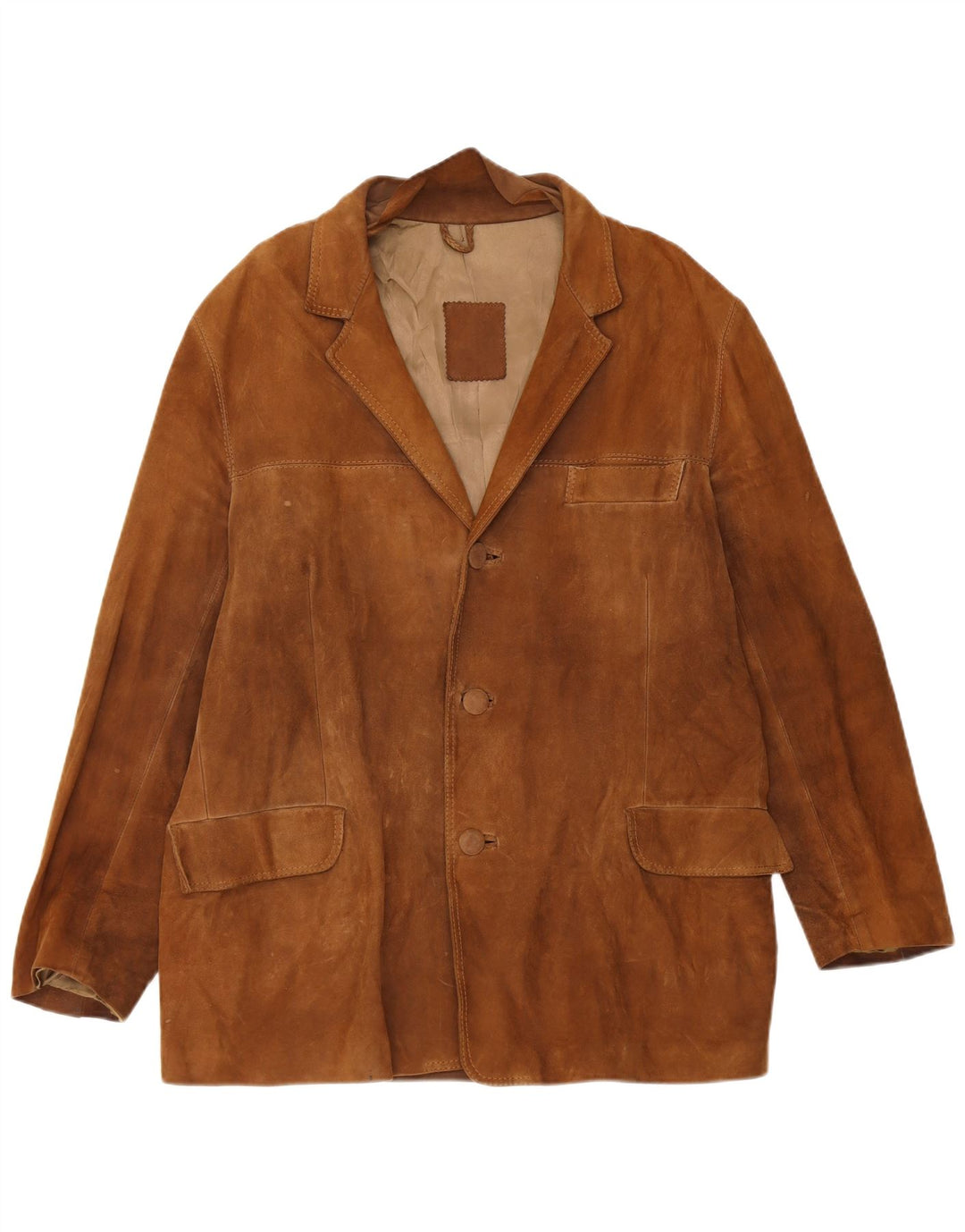 Blazer vintage pentru bărbați cu 3 nasturi din piele intoarsa UK 40, maro, maro