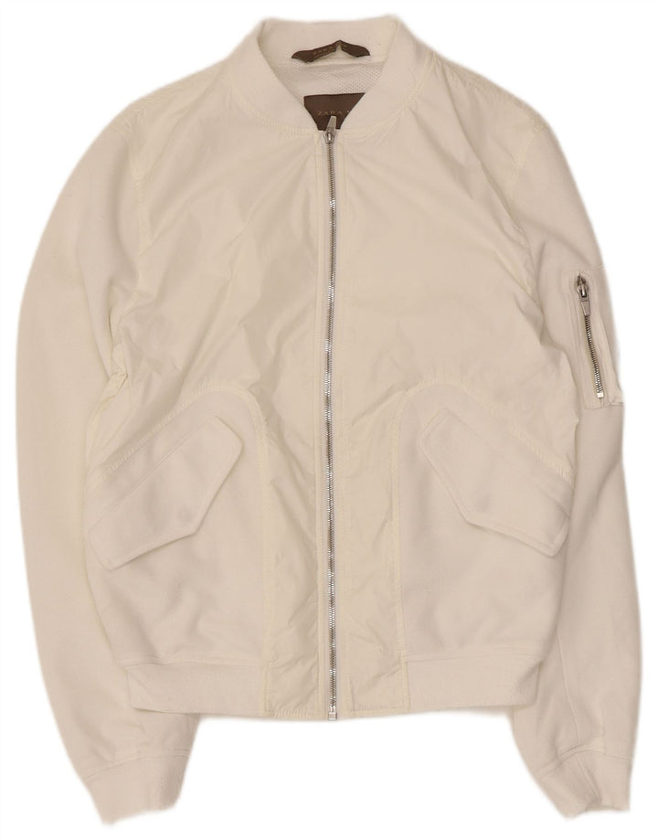 Jachetă Bomber pentru bărbați Zara UK 38 Medium White Nylon