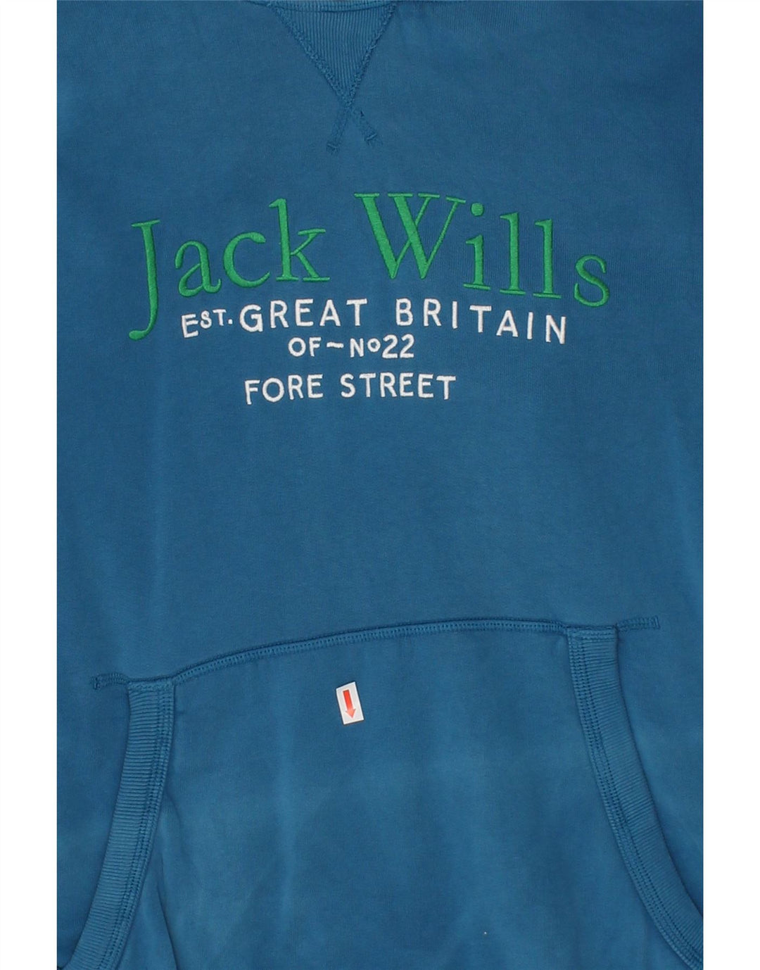 JACK WILLS Mens Graphic Hoodie Jumper Medium Blue Cotton Vintage Jack Wills and Second-Hand Jack Wills from Messina Hembry 