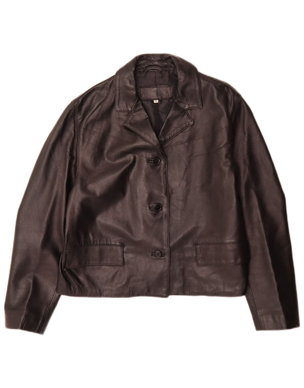 Blazer vintage pentru femei, supradimensionat, cu 3 nasturi, din piele, UK 10, negru