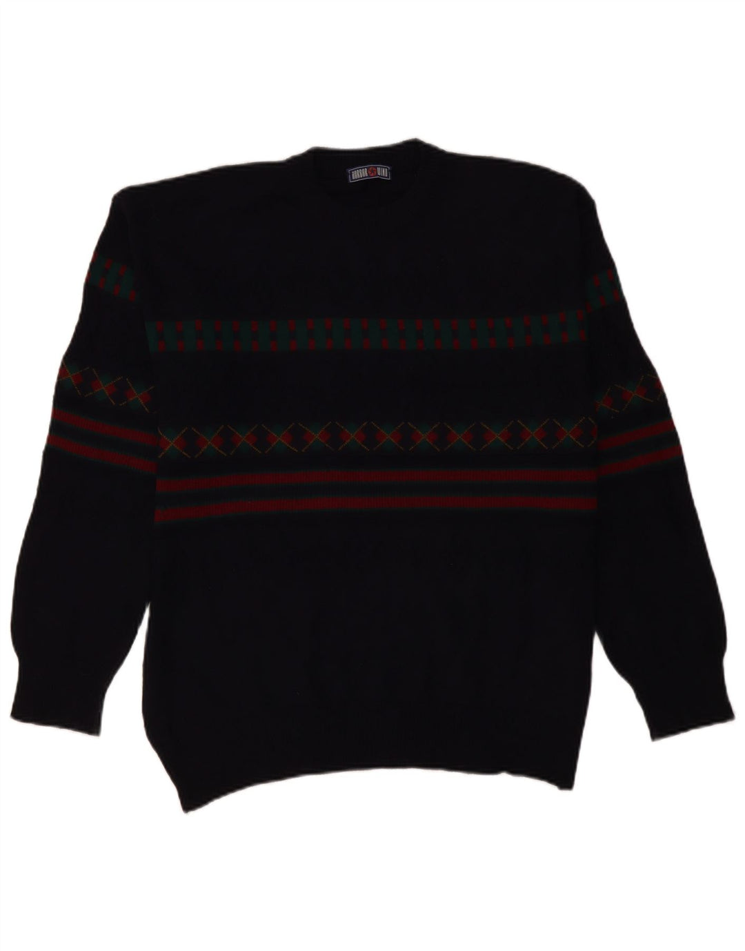 Pulover VINTAGE pentru bărbați cu gât țestoasă, pulover IT 50 mare, bleumarin, geometric