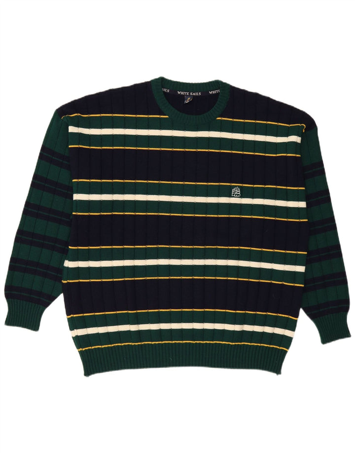 Pulover pentru bărbați White Sails cu decolteu triplu, 2XL, bleumarin, cu dungi