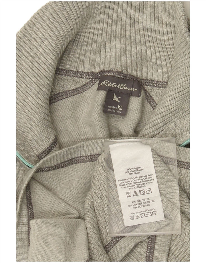 EDDIE BAUER Pulover pentru femei cu fermoar și gât UK 18 XL poliester gri