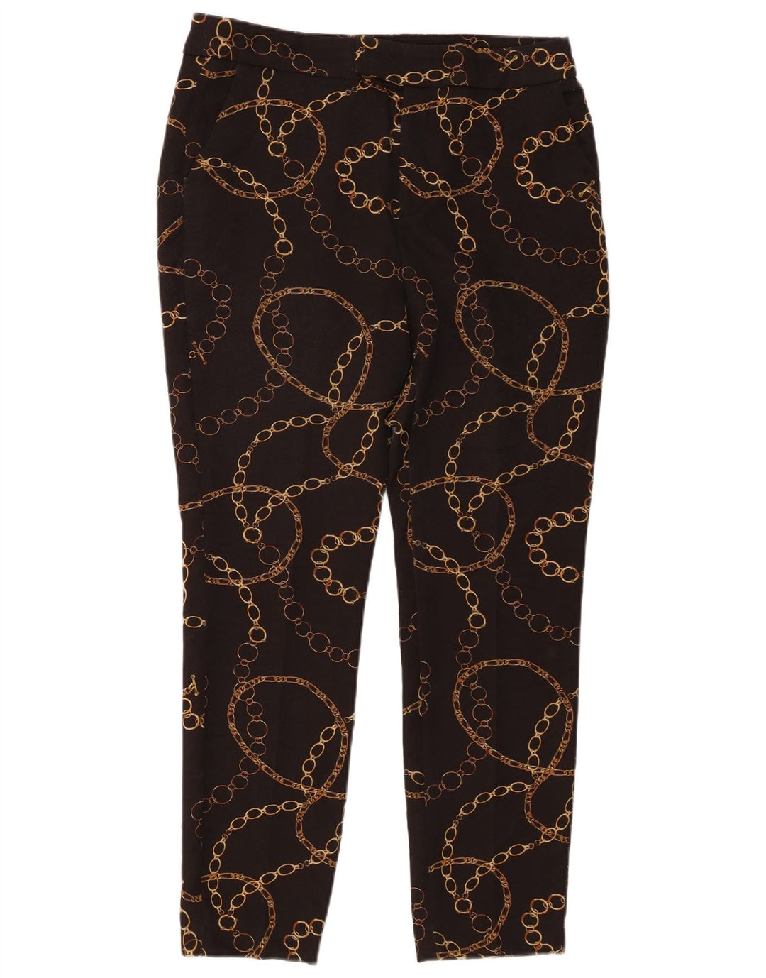 Pantaloni chino subțiri cu model abstract pentru femei Zara EU 40 Medium L30 L27 Negru