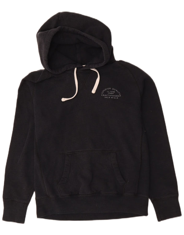 Pulover Jack Wills pentru bărbați cu glugă cu grafică, bumbac mic, negru