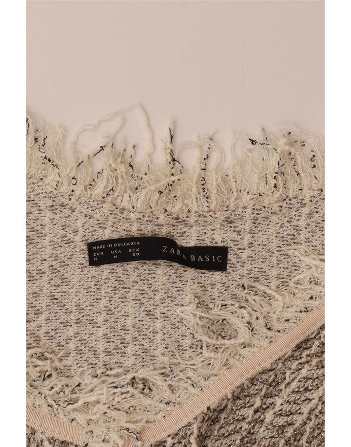 Pulover cardigan deschis pentru femei Zara UK 12 Medium Gri cu dungi