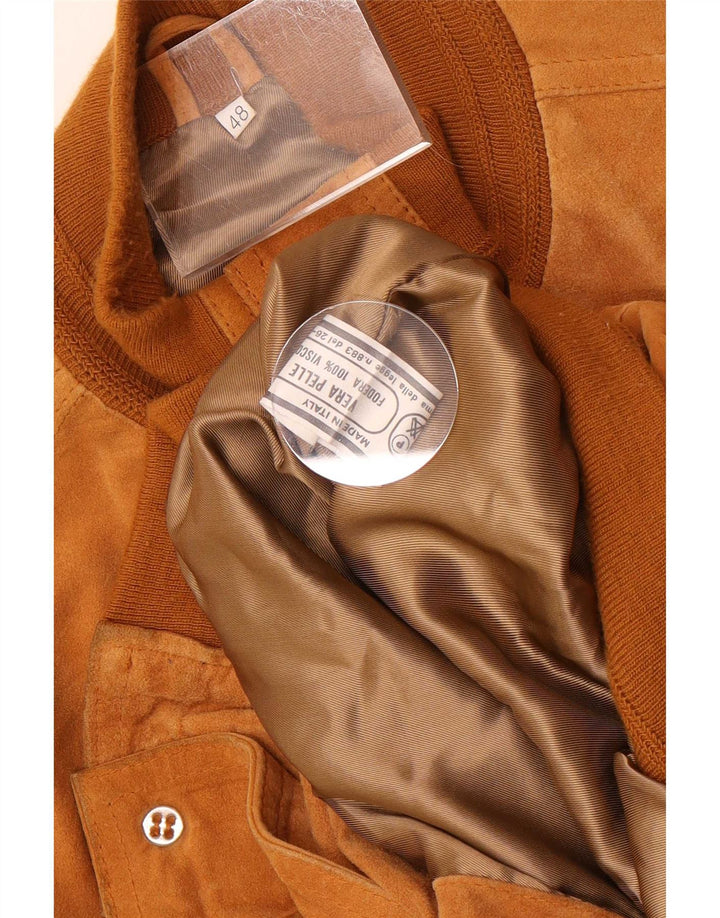 Bomber Vintage Bărbați de piele intoarsa IT 48 Medium Beige Piele
