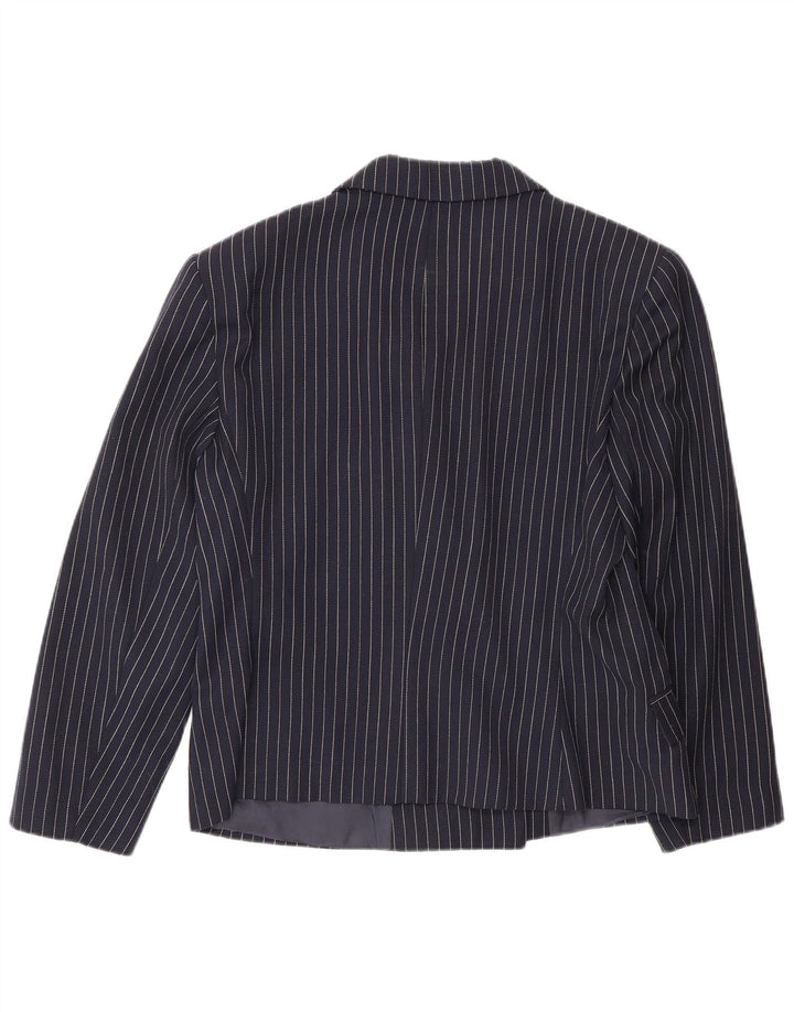 Jachetă vintage pentru femei cu piept dublu IT 48 XL bleumarin cu dungi