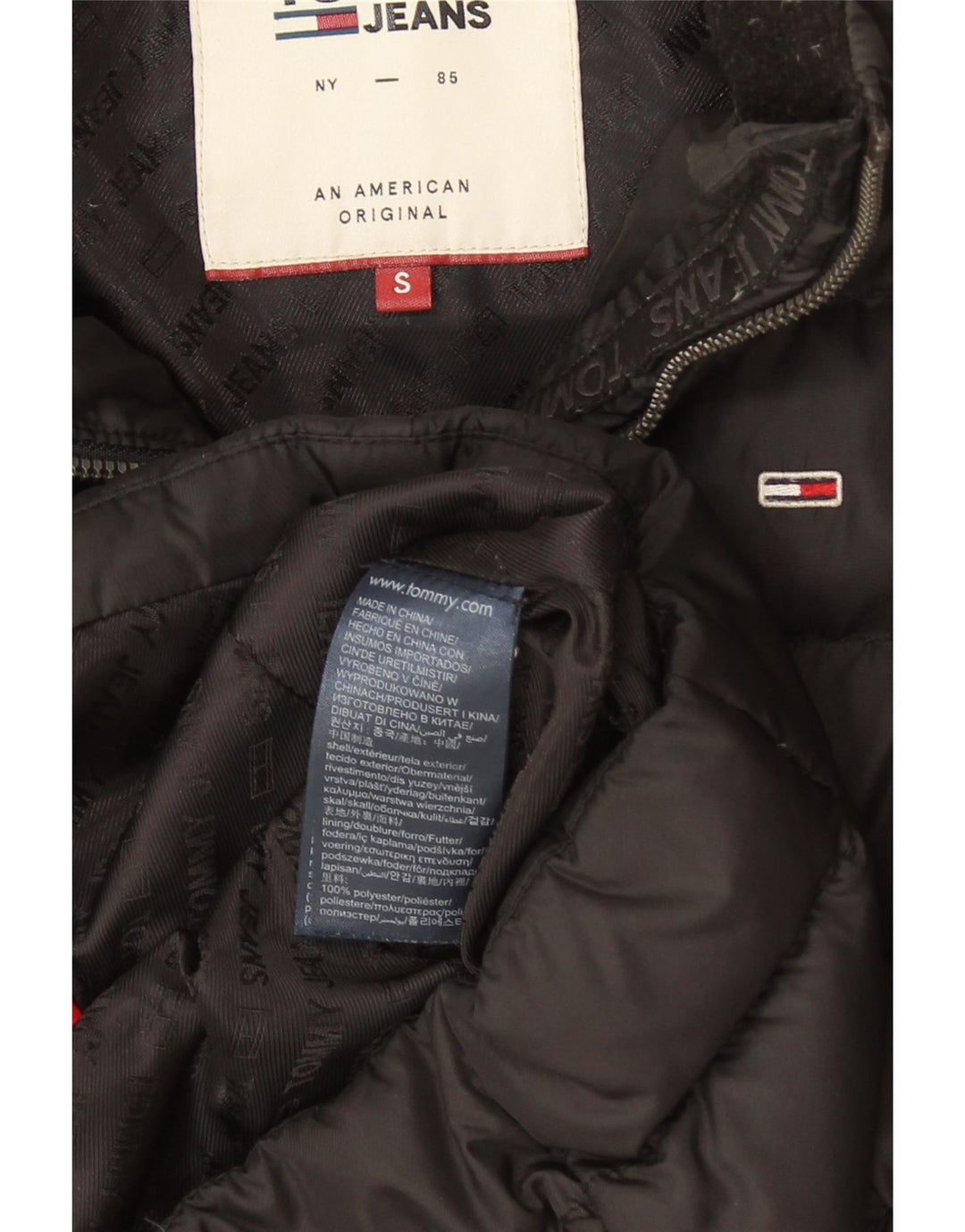 Jachetă căptușită pentru bărbați Tommy Hilfiger UK 36 Poliester negru mic