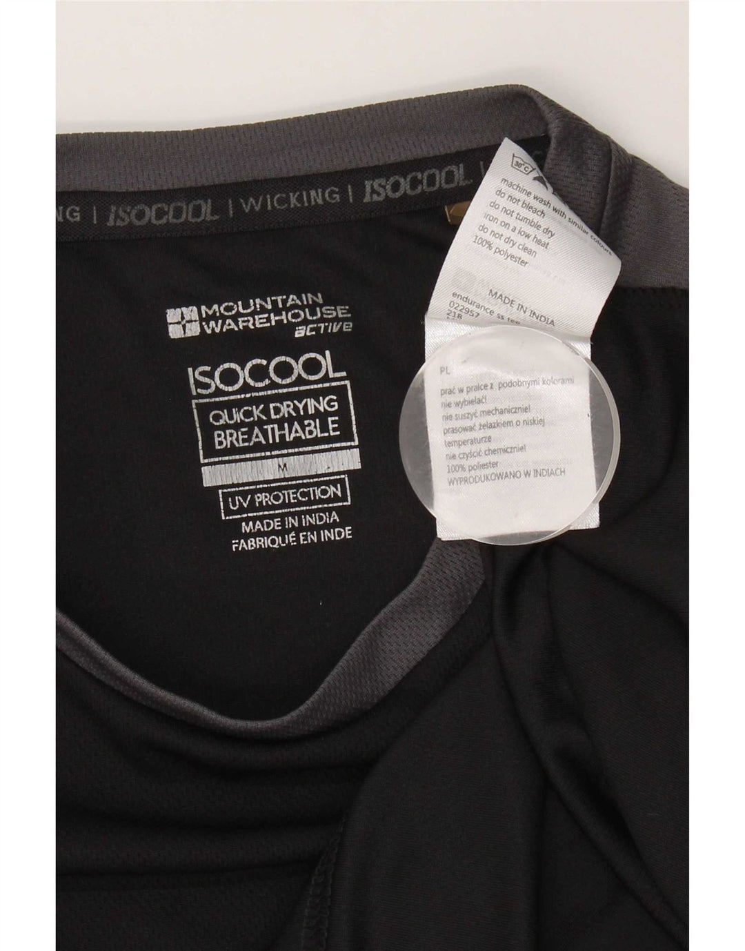 Tricou pentru bărbați Mountain Warehouse Top Mediu Negru Poliester Bloc de culoare