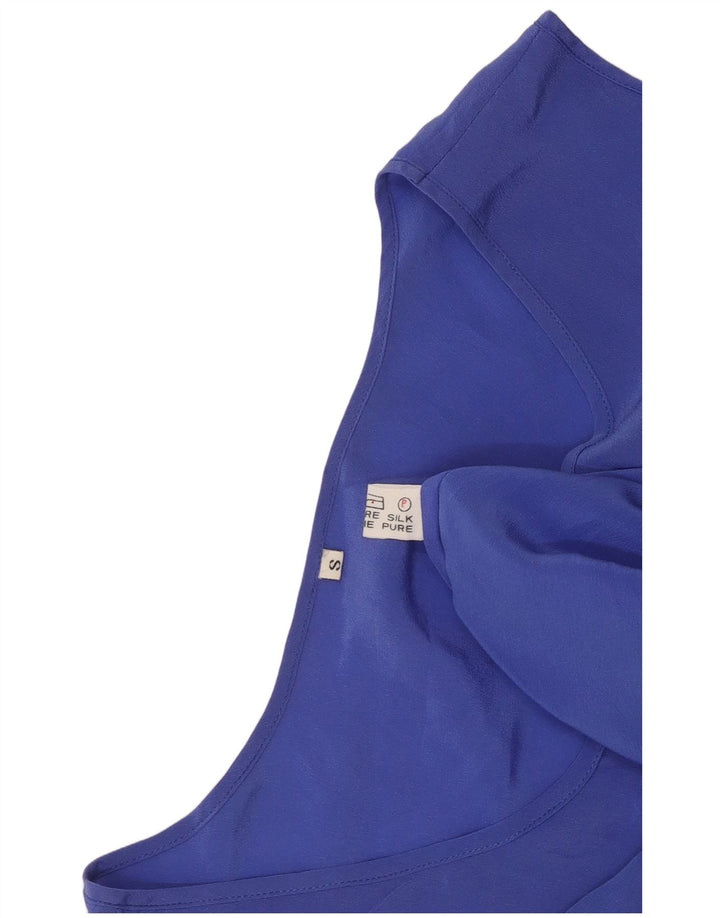 Vestă Vintage pentru femei See Through Vest UK 8 Small Blue Silk
